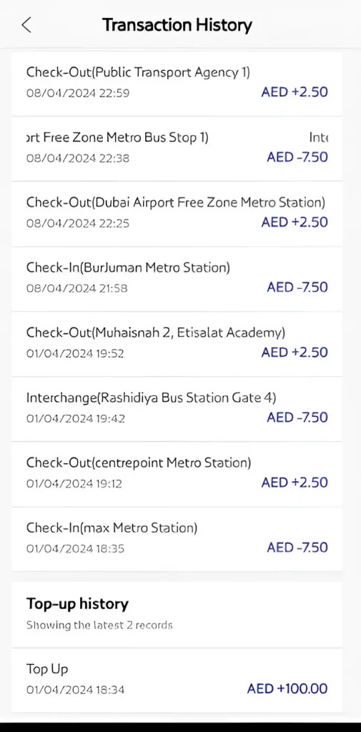 Check Nol Card Transaction History
