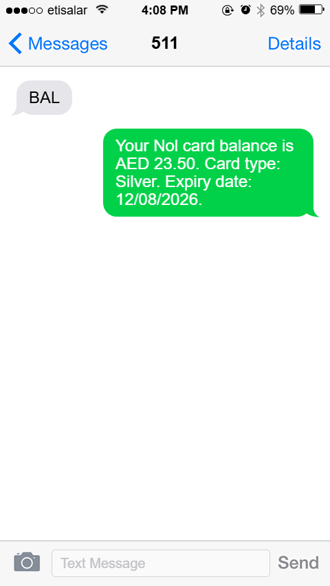 Checking NOL Card Balance via SMS